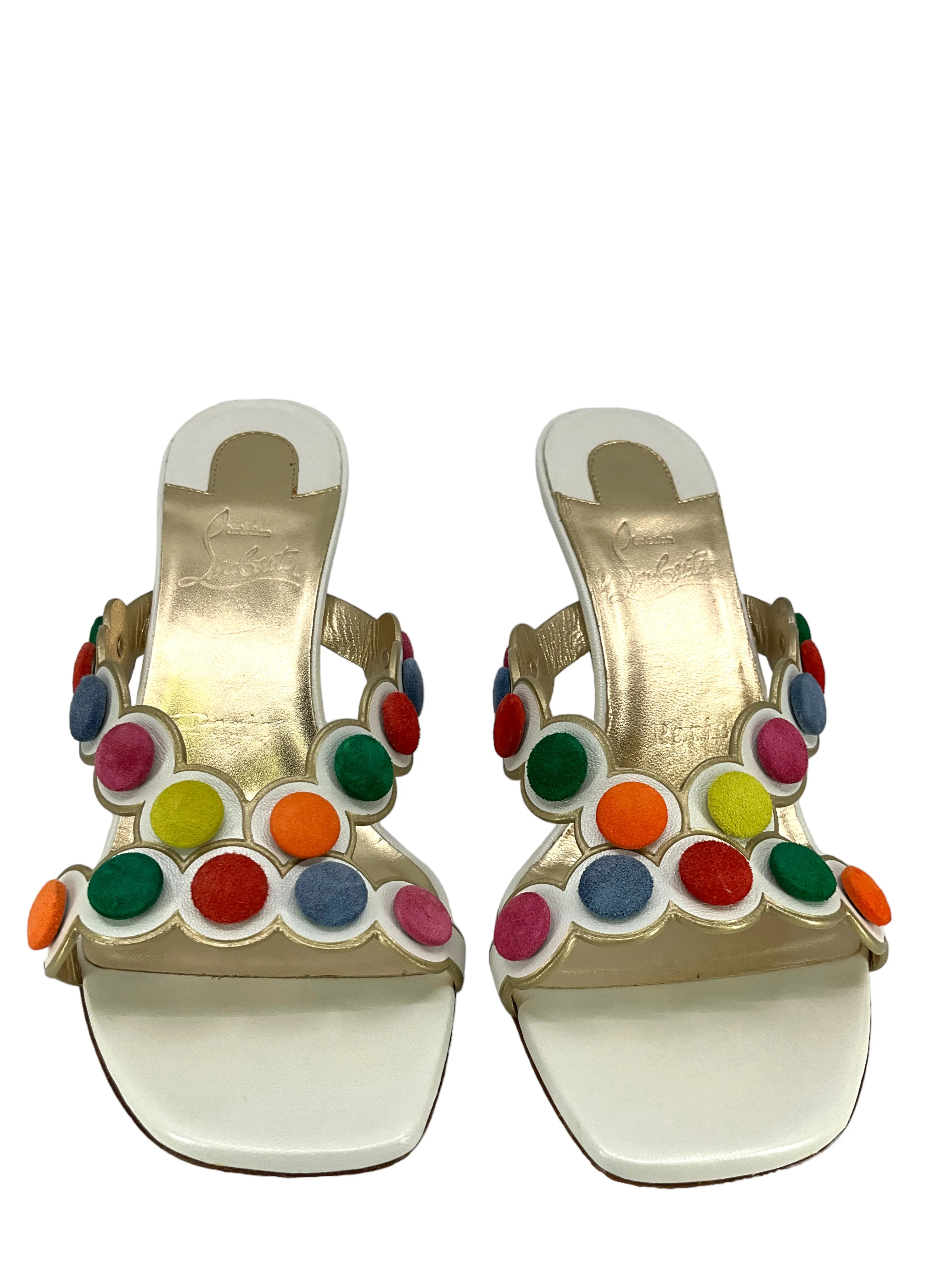Christian Louboutin Smarta 85 Kid Leather Mules Size 8 NEW