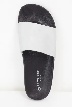 EMBOSSED PALM TREE STRAP DESIGN POOL SLIDERS