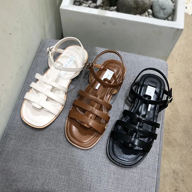 LUXE SEVEN DESIGN STRAPPY FLAT SANDALS