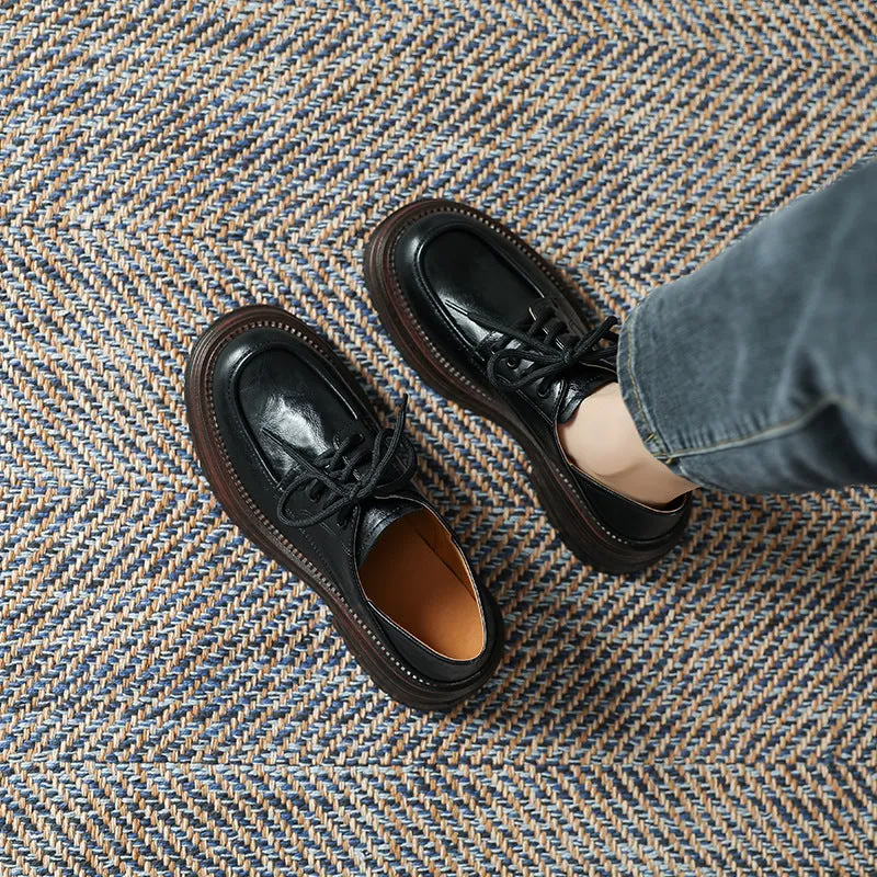 Women's Lace Up Non Slip Chunky Platform Oxford Shoes